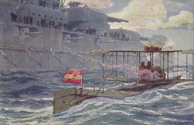 Østerriksk-ungarsk sjøfly passerer et slagskip, første verdenskrig, 1914-1918 av A. Kircher