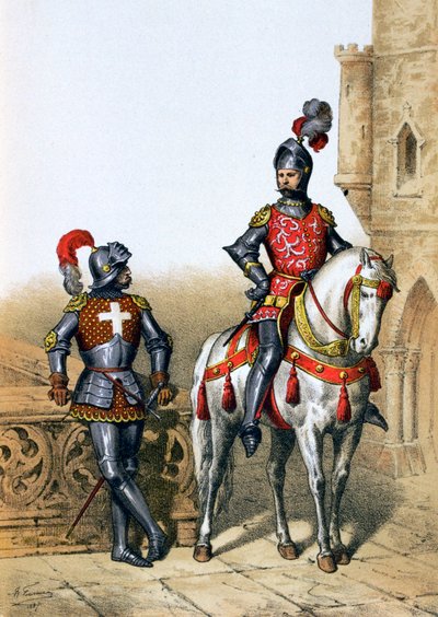 Kaptein for bueskytterne i Paris og en kavaler, 1400-tallet, 1887 av A. Lemercier
