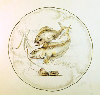 Wedgwood-design for en tallerken, ca. 1880 (akvarell på papir) av A. Proudlove
