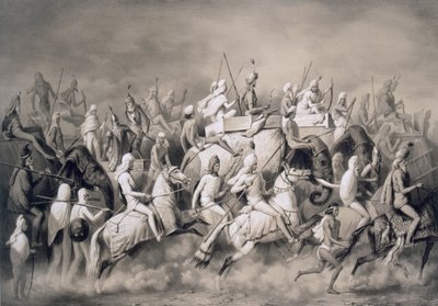 Chir Singh, Maharajah av sikhene og kongen av Punjab med sitt følge på jakt nær Lahore, 1859 av A. Soltykoff