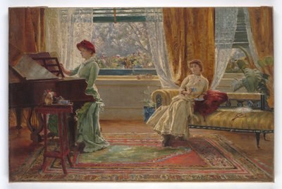 Et interiør med to damer, 1880 av A. Trevor Haddon