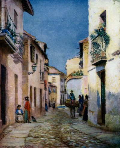 Cordova, A Street Scene (farge litho) av A. Trevor Haddon