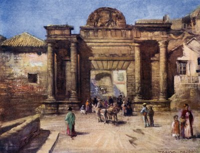 Cordova, inngangen til byen (farge litho) av A. Trevor Haddon