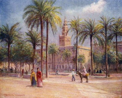 Sevilla, Plaza de San Fernando (farge litho) av A. Trevor Haddon