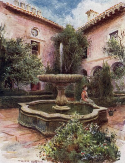 Alhambra, Daraxas hage (farge litho) av A. Trevor Haddon