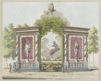 Arts and Sciences, dekorasjon på Noordermarkt, 1795 Ti plater med dekorasjonene på Alliantiefeest i Amsterdam i 1795 (serietittel) av A. Verkerk