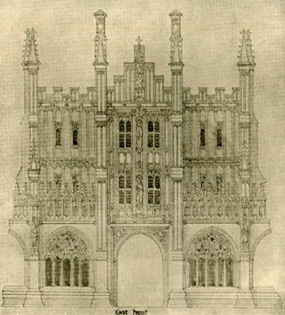 Arkitektonisk tegning: Østfront, 1833-1834, 1906. av A. W. N. Pugin
