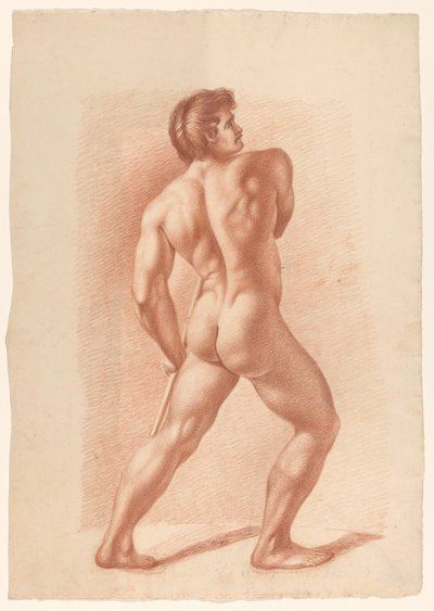 Stående mann naken, sett bakfra av A. Waterloo (attributed to)