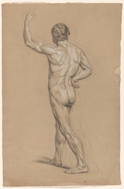 Stående mann naken, sett bakfra av A. Waterloo (attributed to)