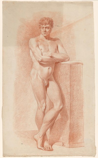 Stående mann naken, sett forfra av A. Waterloo (attributed to)