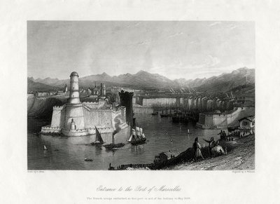 Inngang til havnen i Marseille, Frankrike, 1875 av A. Willmore