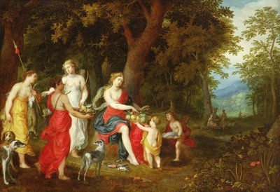 Diana og hennes jomfruer, etter jakten, 1626 av A. and Balen, H. van Govaerts
