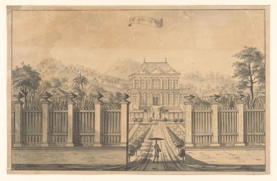 Utsikt over Bonjon-godset eller Vredestein Het Huijs von Patty (tittel på objekt) av A. de Nelly (possibly)
