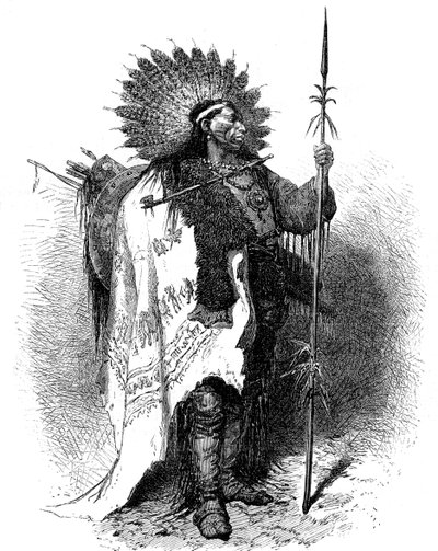 En indianer, USA, 1800-tallet. av A. de Neuville