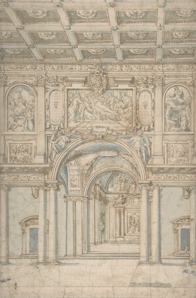 Studie av interiøret til Santa Maria Maggiore i Roma, 1621-46. av Abbate Paolo de Angelis