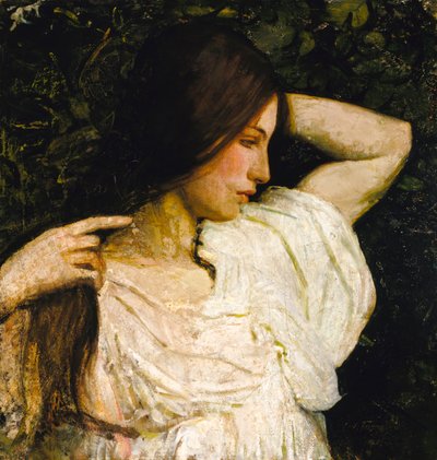Jente som ordner håret, 1918-1919. av Abbott Handerson Thayer