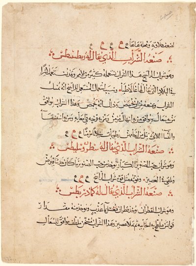 Tekstside fra en Materia Medica av Dioscorides, ca. 1224. av Abdallah ibn al Fadl