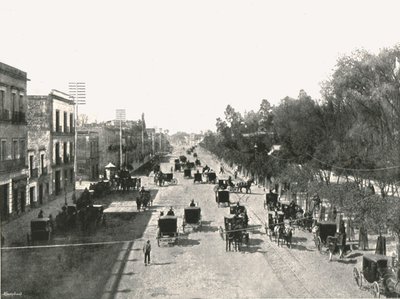 Juarez Avenue, Mexico by, Mexico, 1895. av Abel Briquet