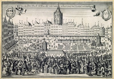Det gamle markedet i Köln, ca. 1660 av Abraham Aubry
