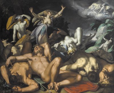 Apollo og Diana straffer Niobe ved å drepe barna hennes av Abraham Bloemaert