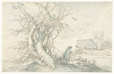 Hyrde med sauer ved et dødt tre av Abraham Bloemaert