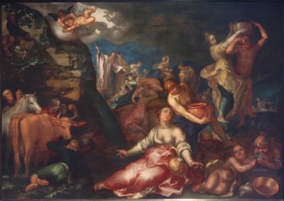 Moses slår vann ut av fjellet av Abraham Bloemaert