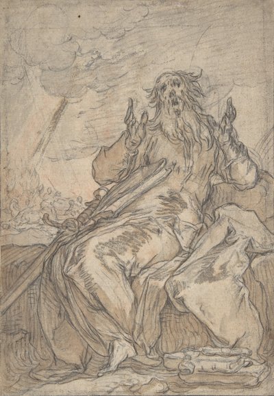 Saint Paul Seated, med sin omvendelse i bakgrunnen, sent på 1500- og midten av 1600-tallet. av Abraham Bloemaert