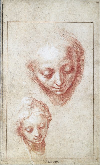 To studier av Jomfruens hode av Abraham Bloemaert
