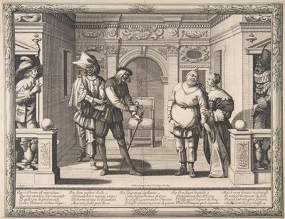 Skuespillere på Hotel de Bourgogne, ca. 1633-34. av Abraham Bosse