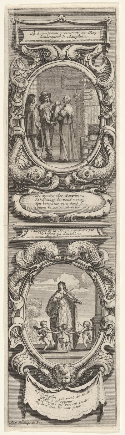 Allegorier til ære for Dauphinens fødsel, ca. 1638. av Abraham Bosse
