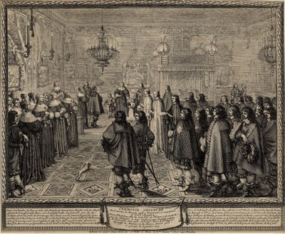 Seremoni for ekteskapskontrakten mellom Wladyslaw IV, kongen av Polen og Marie Louise Gonzaga. av Abraham Bosse