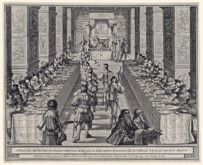 Tilveiebringelse av høytiden, fra ?Den Hellige Ånds orden?, pub. 1634 av Abraham Bosse