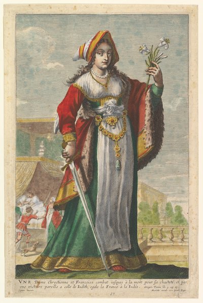 French Judith, en illustrasjon fra Pierre Le Moynes The Gallery of Strong Women, 1647. av Abraham Bosse
