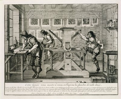 Fransk trykkpresse, 1642 av Abraham Bosse