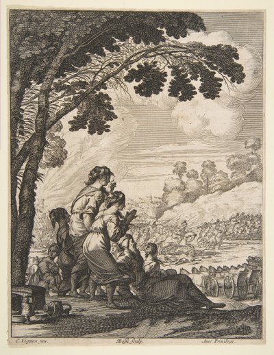 Illustrasjon fra LAriane av Desmarets de Saint-Sorlin, Palamede on Horseback Confronts..., 1639. av Abraham Bosse