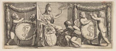 Minerva and the Arms of François Sublet de Noyers Malt av Geniu..., midten til slutten av 1600-tallet. av Abraham Bosse