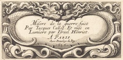 Tittelside for Callots "The Small Miseries of War" av Abraham Bosse