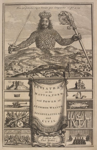 Tittelside til "Leviathan, eller The Matter, Forme, & Power of a Common-Wealth Ecclesiasticall and Civill" av Thomas Hobbes av Abraham Bosse