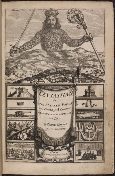 Tittelside til "Leviathan, eller The Matter, Forme, & Power of a Common-Wealth Ecclesiasticall and Civill" av Thomas Hobbes av Abraham Bosse