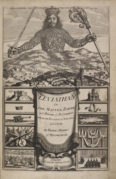 Tittelside til "Leviathan, eller The Matter, Forme, & Power of a Common-Wealth Ecclesiasticall and Civill" av Thomas Hobbes av Abraham Bosse