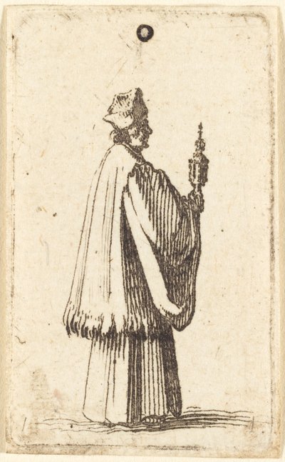 Prest som bærer eukaristiens hellige sakrament av Abraham Bosse or Jacques Callot
