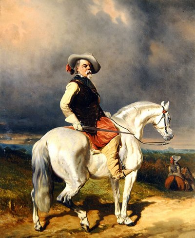 Cavalier on a White Horse (olje på lerret) av Abraham Cooper
