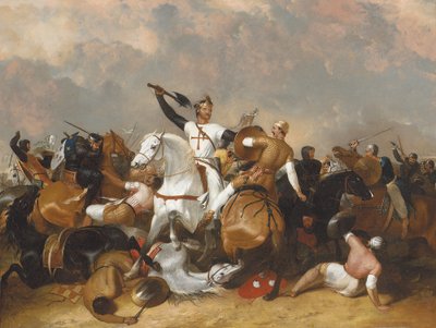 Richard I i slaget ved Ascolan (olje på lerret) av Abraham Cooper