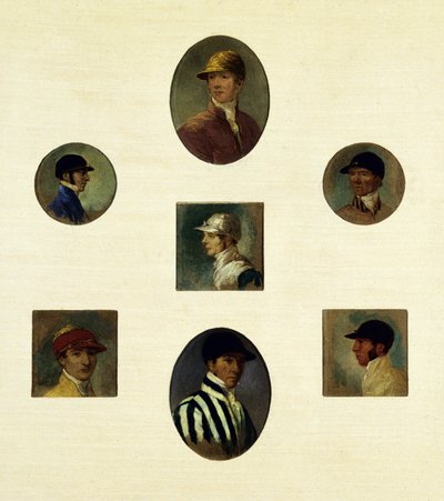 Studies of Jockeys, ca. 1830 (olje på lerret) av Abraham Cooper