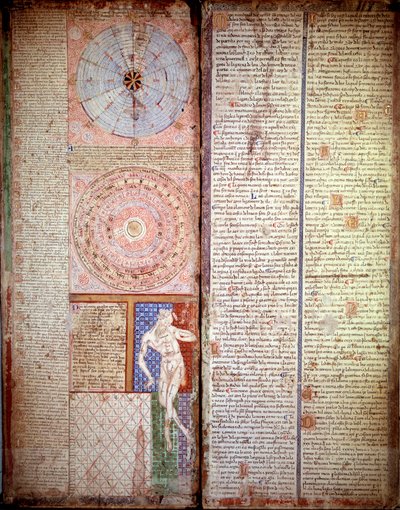 Astrologisk og astronomisk diagram. Siden hentet fra Catalan Atlas (katalansk kart) av Abraham Cresques (1325-1387) av Abraham Cresques