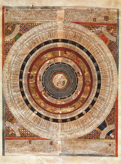 Kosmografi: representasjon av jorden som en astronom med en astrolabium av Abraham Cresques