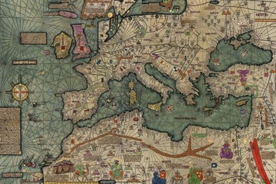 Nord-Afrika, Europa og Midtøsten fra den katalanske atlasen av Abraham Cresques
