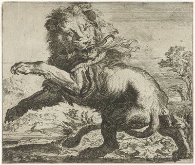Løve og slange slåss Forskjellige dyr (serietittel) av Abraham Danielsz. Hondius