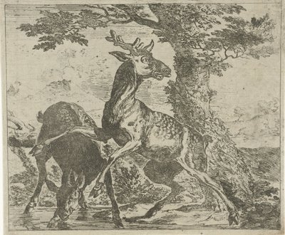oppsiktsvekkende hjort Forskjellige dyr (serietittel) av Abraham Danielsz. Hondius