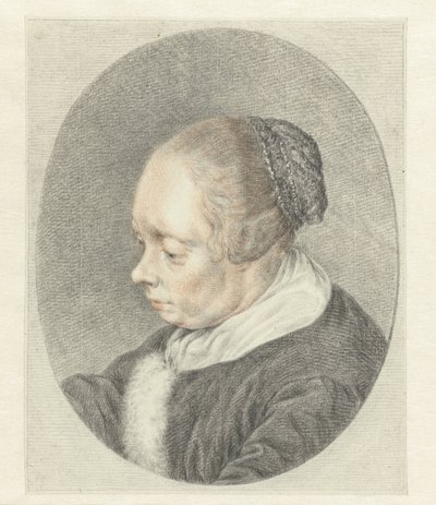 The Spinster (detalj av kvinnens hode) av Abraham Delfos